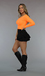 Neon Oranje Top met One Shoulder