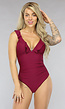 Wijnrood Badpak met Ruches en Uitneembare Pads