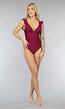 Wijnrood Badpak met Ruches en Uitneembare Pads