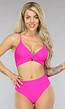 Fuchsia Bikinislip met Hoge Taille