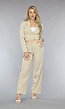 Beige Tweedelig Pak met Wijde Broek