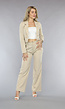 Beige 2-delig Pak met Wijde Broek
