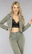 Khaki 2-delig Dameskostuum met Wijde Broek