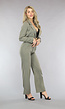Khaki 2-delig Dameskostuum met Wijde Broek