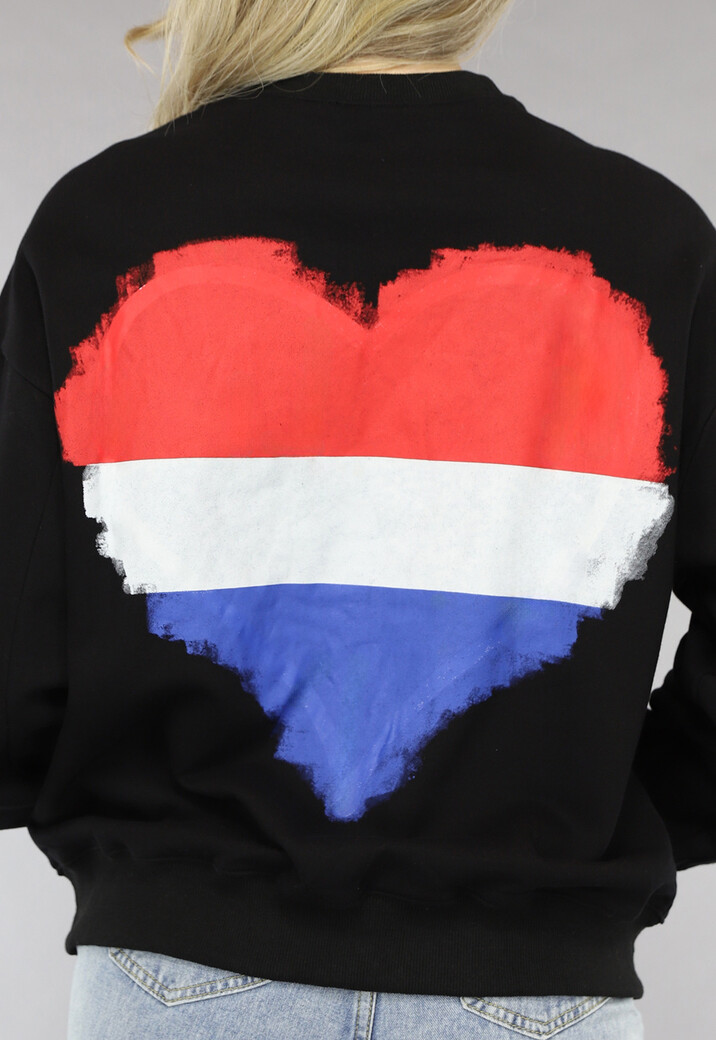 Zwarte Sweater met Nederlandse Vlag Hart