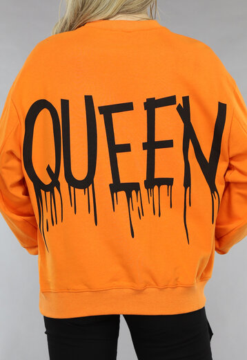 NEW0603 Oranje Sweater met Queen Print