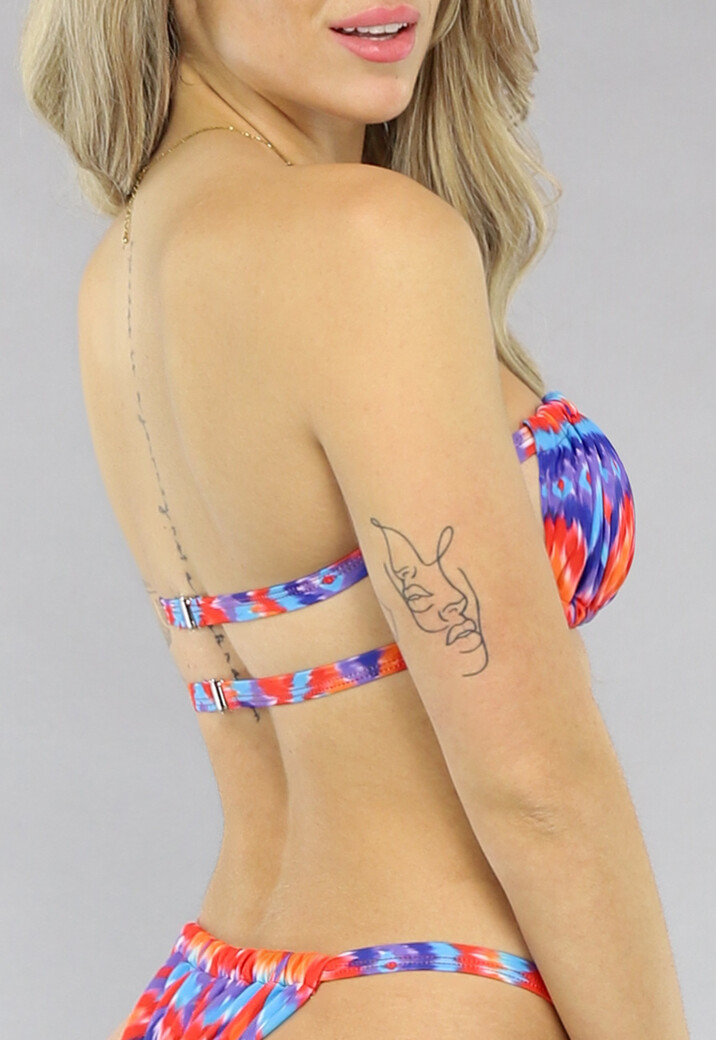 Print Bandeau Bikinitop met Cut Out