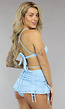 Lichtblauwe High Cut Bikini Set met Rokje