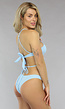 Lichtblauwe High Cut Bikini Set met Rokje