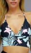 BF2023-1 Leaf Print Bikini met Zwart High Waist Broekje