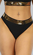 Zwart met Goud Bikinibroekje met Fishnet Effect