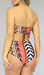 Rode Multiprint Bandeau Bikinitop met Veterdetail