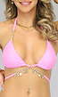 OP=OP.13.S Roze Triangel Wrap Bikinitop met Gouden Details