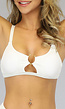 Witte Bikinitop met Textuur en Ring