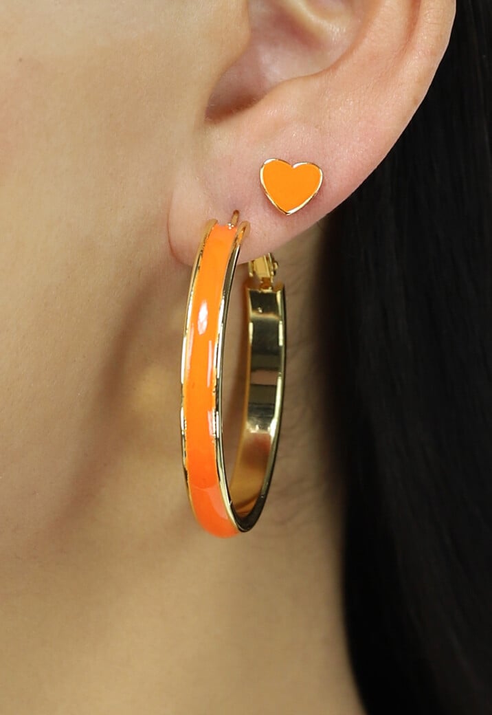 Kleine Oranje Hartjes Oorbellen