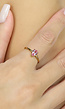 Gouden Stainless Verstelbare Ring met Roze Crystal Steen