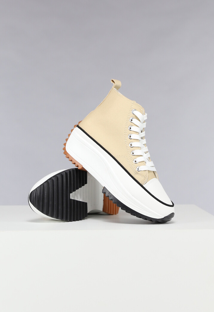 Lichtbruine Hoge Sneakers met Plateauzool