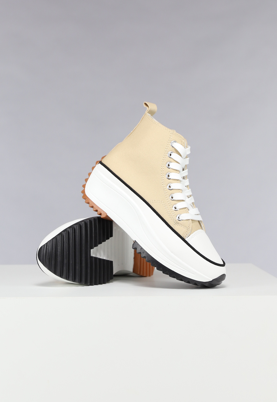 Lichtbruine Hoge Sneakers met Plateauzool - Uwantisell.nl