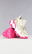 Chunky Beige Sneakers met Roze Zool