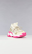 Chunky Beige Sneakers met Roze Zool