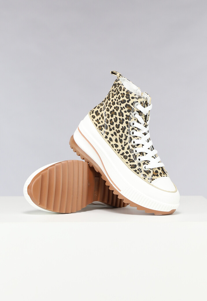 Panterprint Plateau Sneakers met Rits