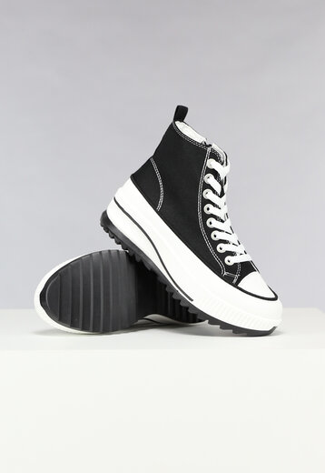 NEW1303 Zwarte Platform Sneakers met Rits