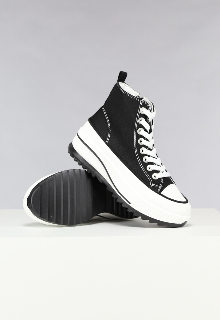 Zwarte Platform Sneakers met Rits