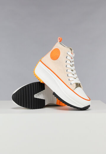 NEW1303 Nude Platform Sneakers met Oranje/Gouden Details