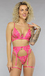 Roze Vintage Look Lingerie Set met Roosjes