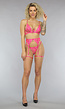 Roze Vintage Look Lingerie Set met Roosjes