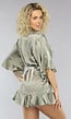 Satin Kimono met Tailleband in Olijfgroen