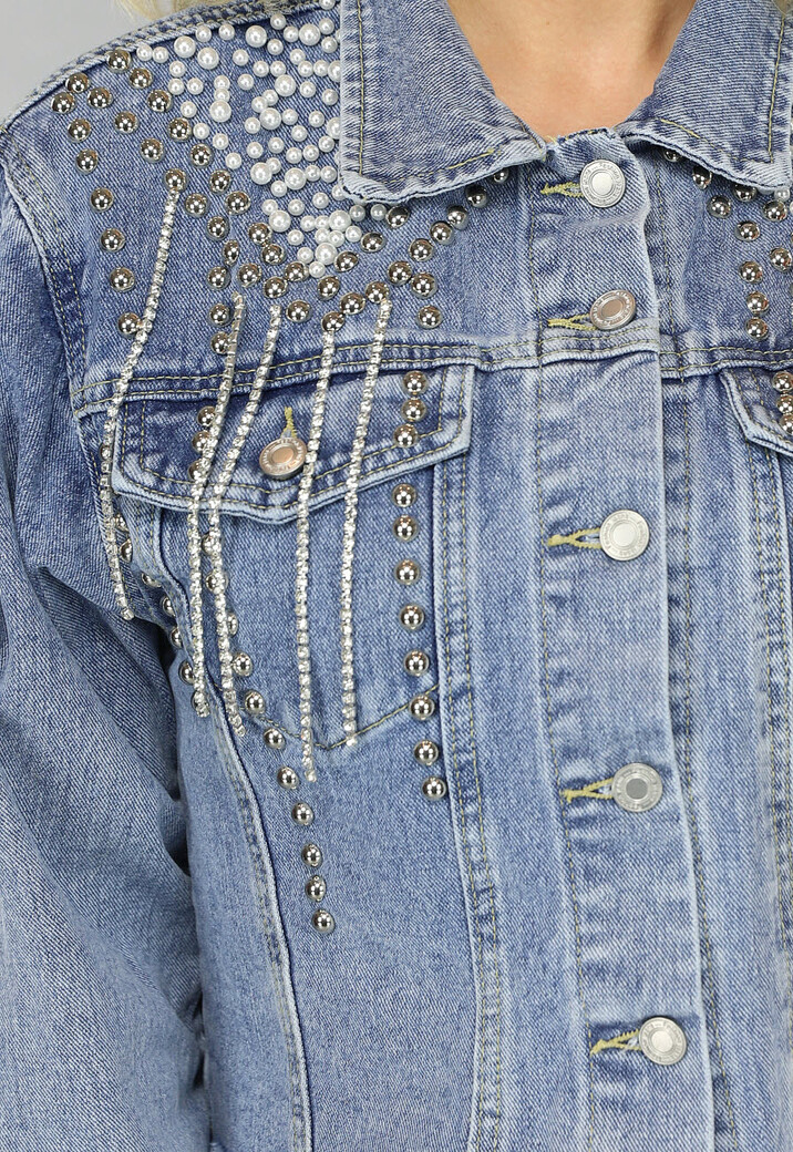 Denim Jasje met Strass Franjes