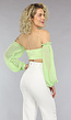 Off Shoulder Chiffon Topje in Lichtgroen