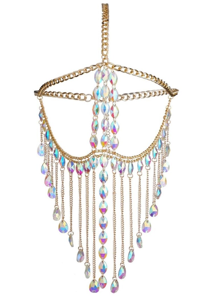 Gouden Gezichts Ketting met Holografische Diamanten