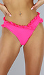 Neon Roze High Cut Bikinibroekje met Ruches