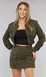 Tweedelige Khaki Set met Cargo Zakken