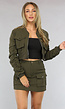 Tweedelige Khaki Set met Cargo Zakken