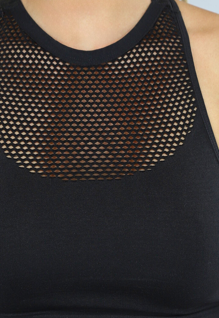 Zwarte Rave Top met Fishnet Detail