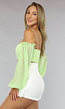 Off Shoulder Chiffon Topje in Lichtgroen
