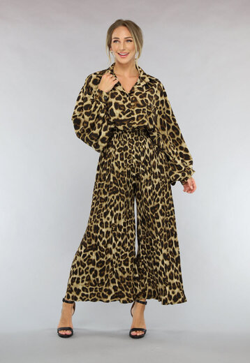 NEW2003 Loose Fit Bruine Leopard Two Piece