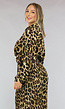 Loose Fit Bruine Leopard Two Piece met Plissé Broek