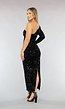 Zwarte One Shoulder Maxi Jurk met Sequins