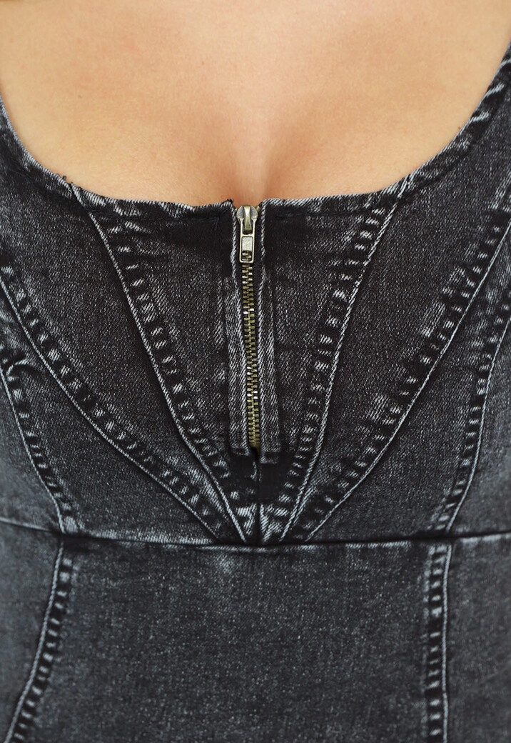 Grijze Denim Bodycon Jurk met Naden