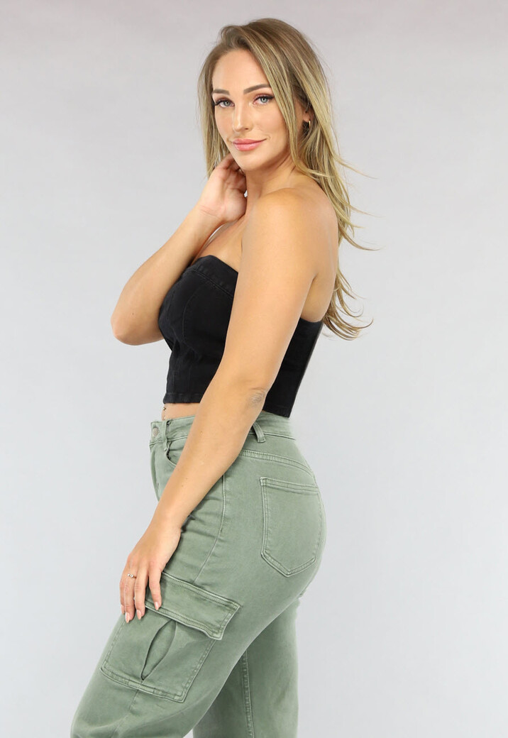 Zwarte Bandeau Jeans Top