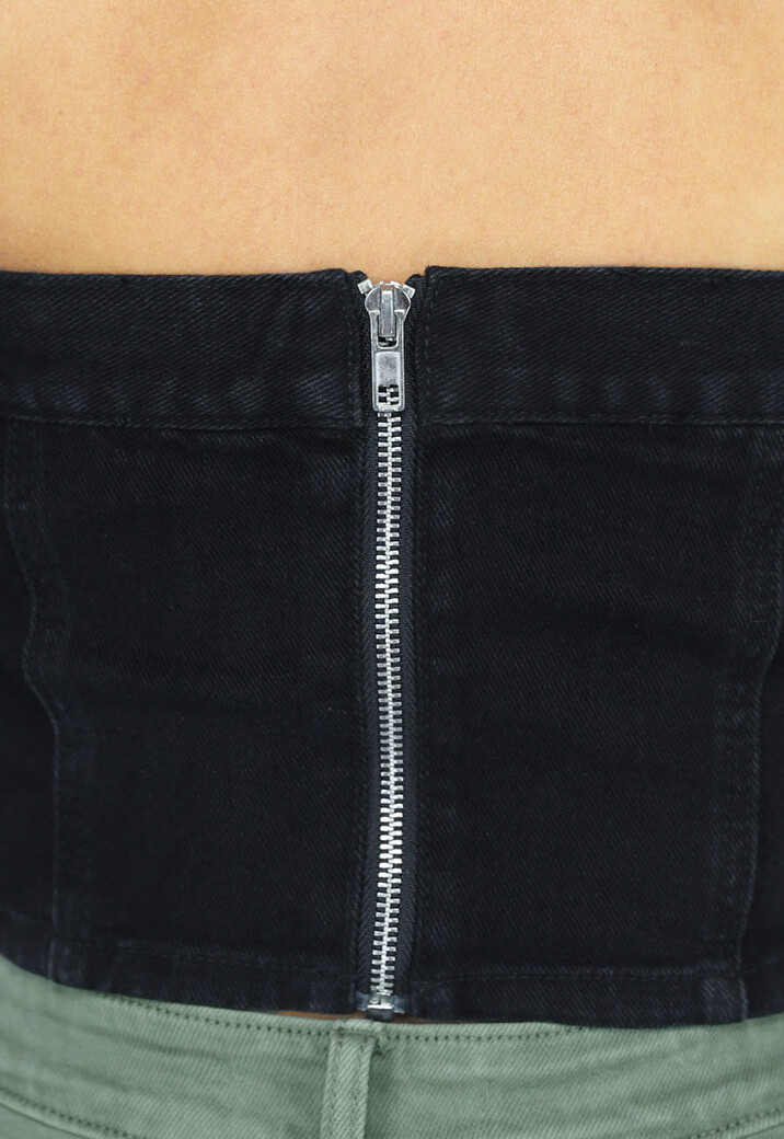 Zwarte Bandeau Jeans Top