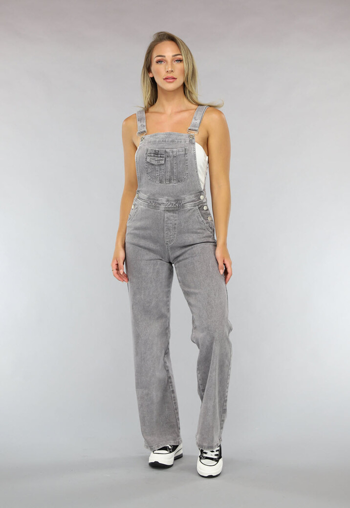 Lichtgrijze Tuinbroek met Bretels