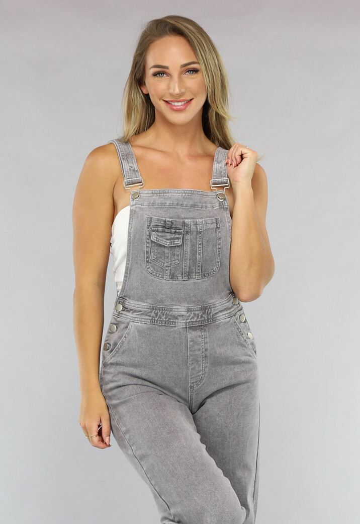 Lichtgrijze Tuinbroek met Bretels