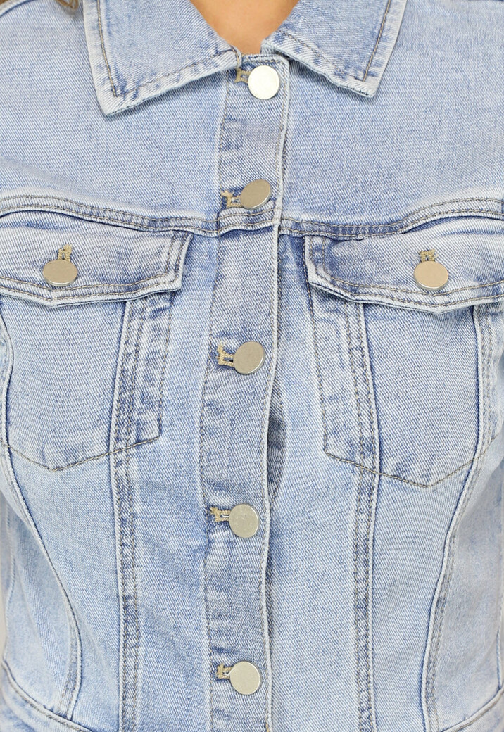 Blauwe Jeans Jumpsuit met Korte Mouwen en Straight Leg