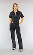 Zwarte Straight Leg Jeans Jumpsuit met Korte Mouwen