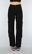 Zwarte Straight Leg Cargo Broek met Hoge Taille